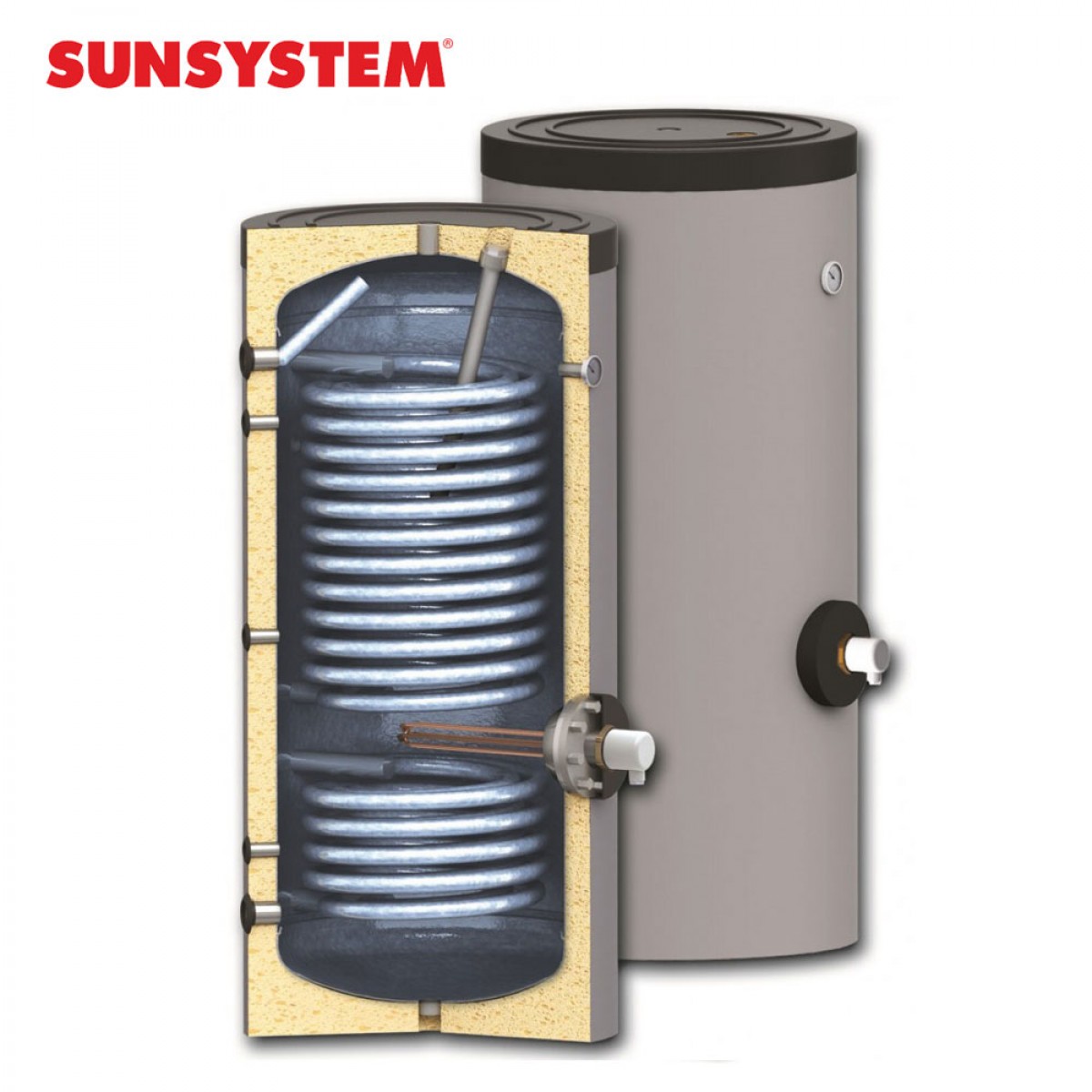 Emaliuotas vandens šildytuvas 500 L su 1,8 m2 ir 4,36 m2 šilumokaičiais Sunsystem SWP2N 500 Emaliuotas vandens šildytuvas 500 L su 1,8 m2 ir 4,36 m2 šilumokaičiais Sunsystem SWP2N 500